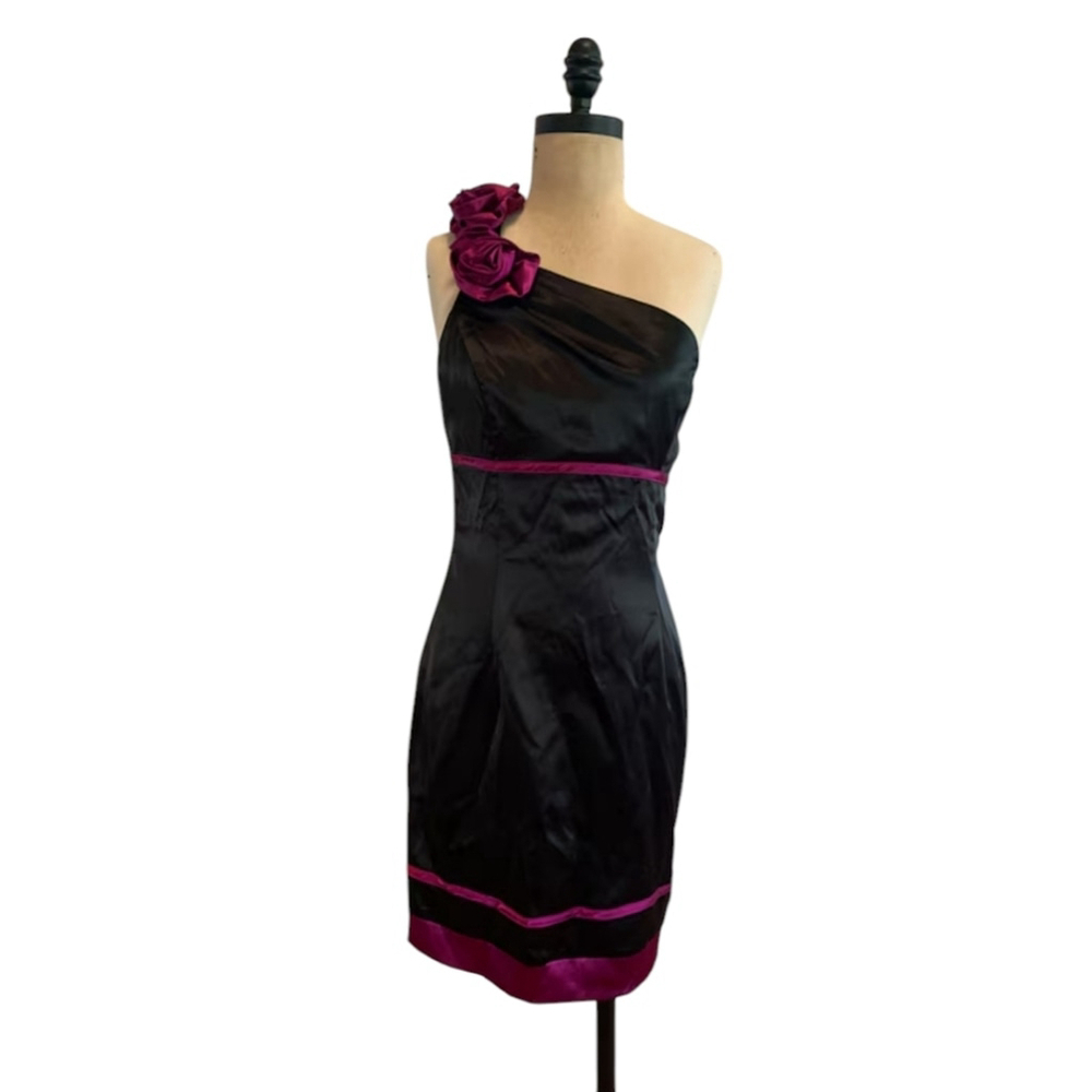 Jessica McClintock for Gunne Sax Dress Babydoll Y2K Satin Flowers Coquette Prom